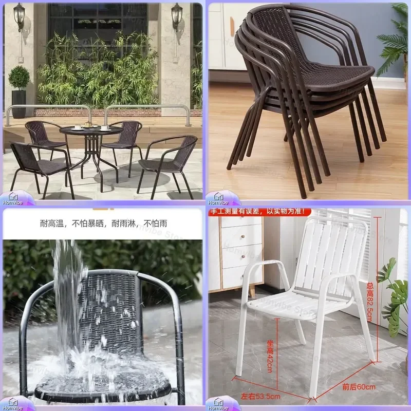 Outdoor Rattan Patio Furniture Set 3 Piece Garden Table and Chairs Wicker Bistro Dining Set for Courtyard Terrace Lawn
