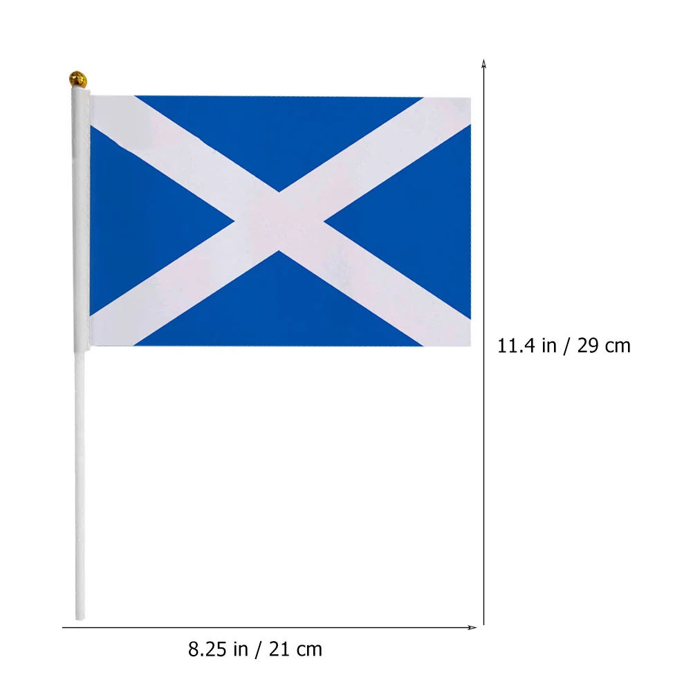 20 Pcs Banner Scotland Waving Flag Decor Handheld Scottish Flags Polyester Outdoor Party