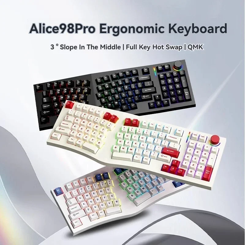 

FEKER Alice98Pro Mechanical Keyboard QMK+VIA Wireless/Bluetooth Tri-Mode Hot Swap RGB Lighting Ergonomic Office PC Game Keyboard