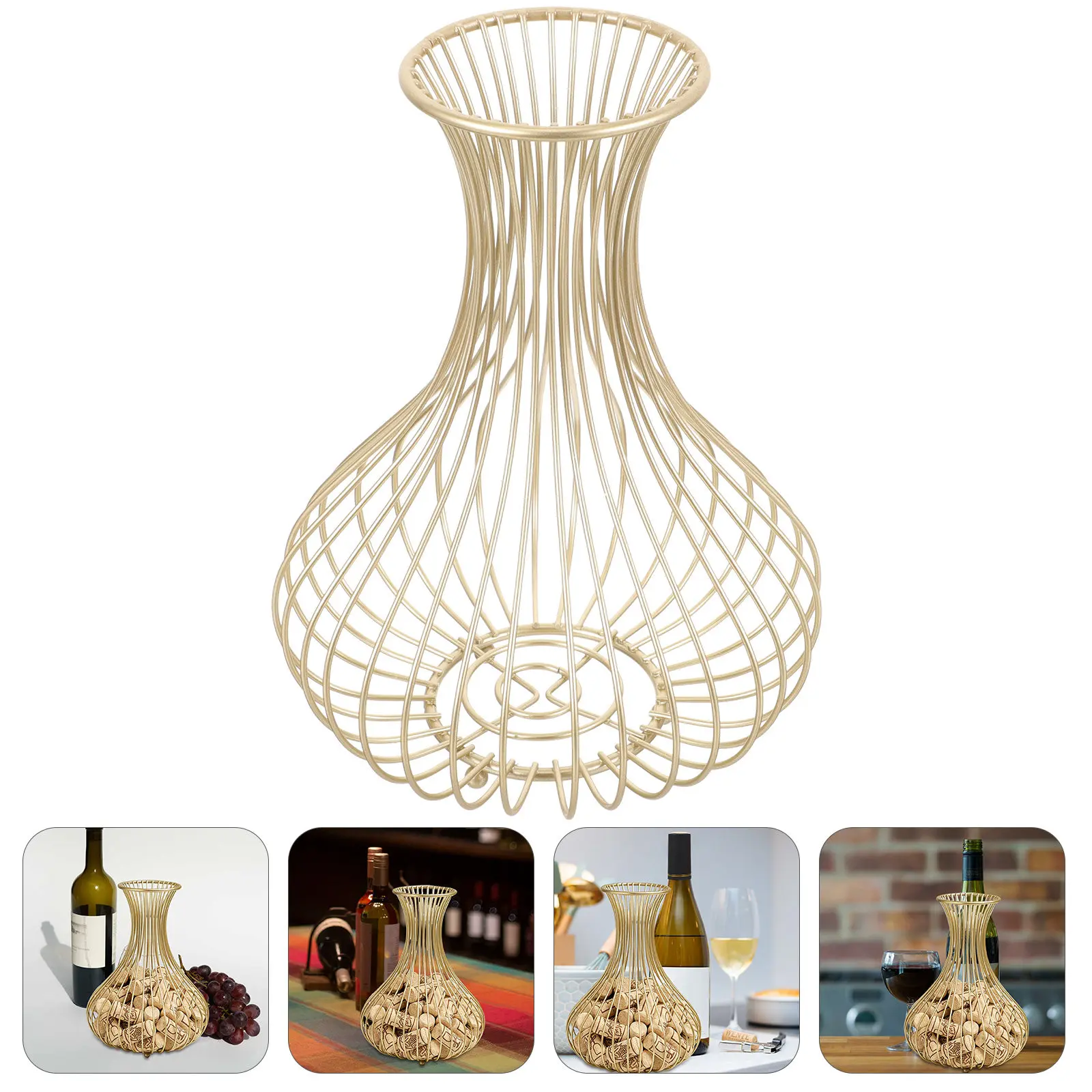 Modern Metal Wine Stopper Basket Hollow Design Stylish Cork Container for Table Desk Kitchen Dining Room Wine Festival Display