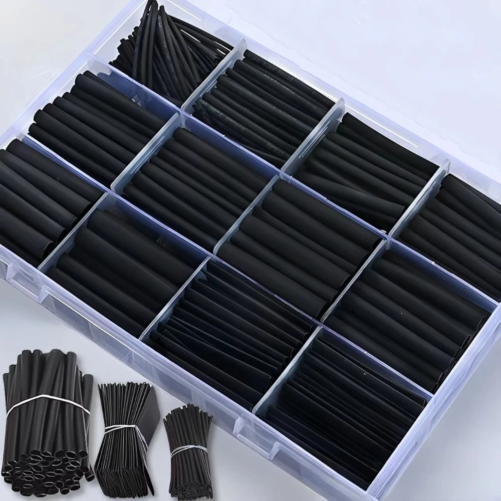 400 Pcs Black Heat Shrink Tubing Kit High Temperature 3:1 Ratio Adhesive Lined Insulation Sleeving PE Shrink Tubing