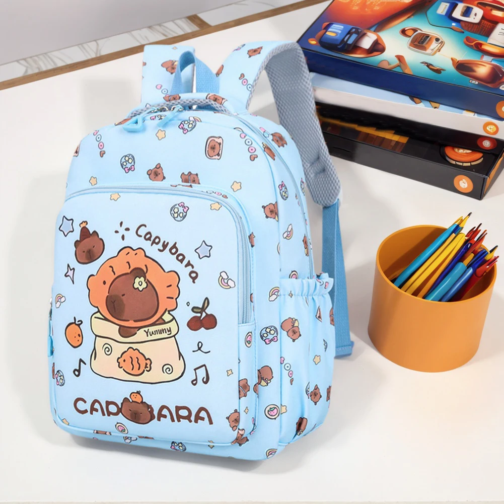 حقيبة ظهر مدرسية من كابيبارا مكونة من 3 قطع، حقائب ظهر للأطفال الابتدائية مع حقيبة غداء وحقيبة مقلمة للطلاب