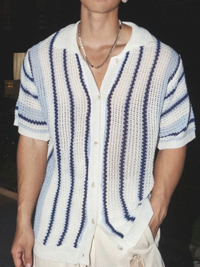 

Мужской вязаный кардиган в американском стиле с полосками, свободный крой, повседневная рабочая одежда