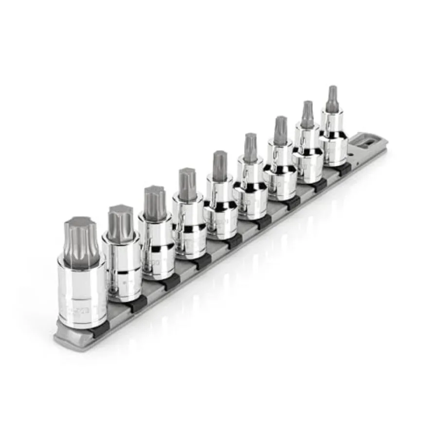 

1/2 Inch Drive Torx Bit Socket Set with Rail 9-Piece T30 - T80 SHB92107