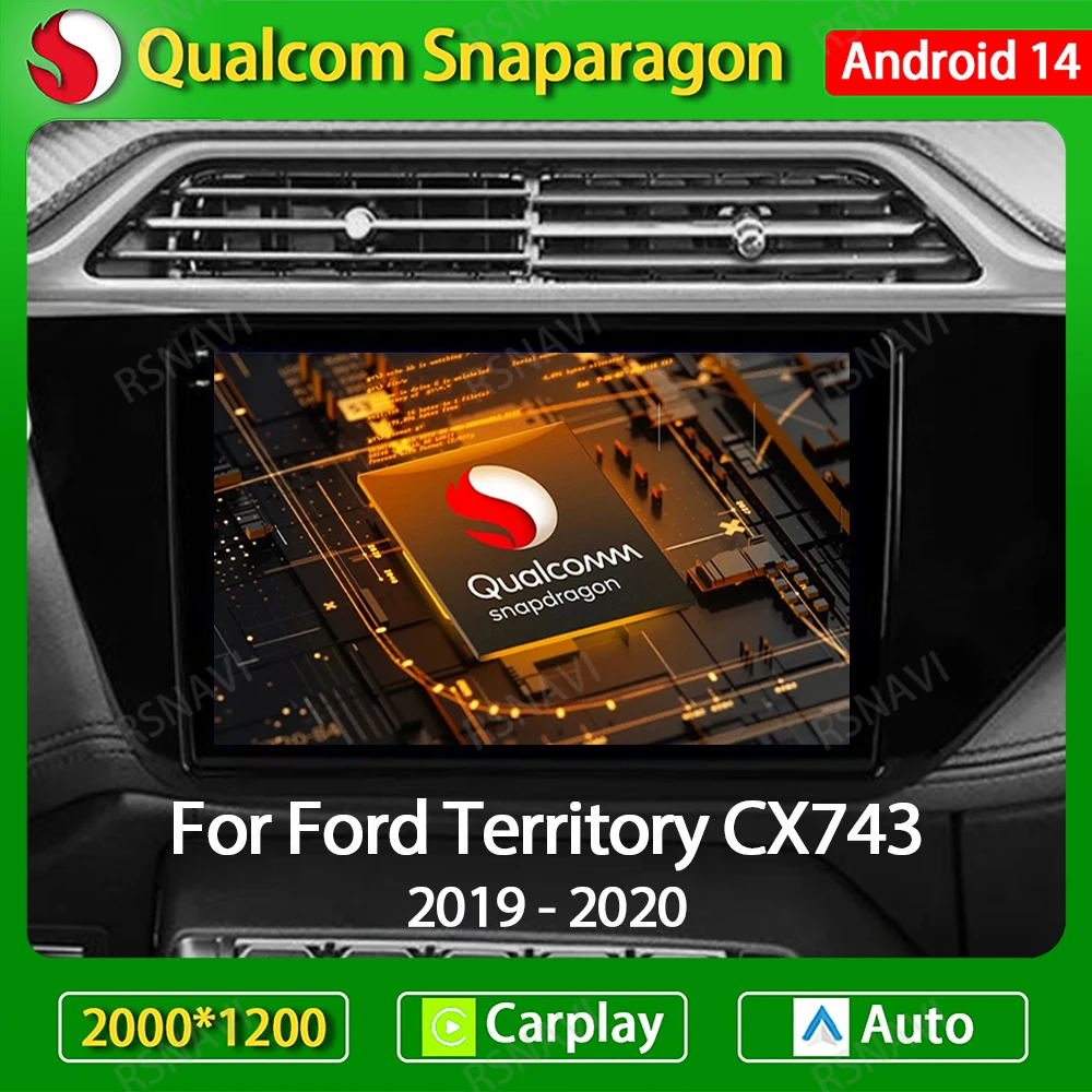 

Автомобильный радиоприемник Android 14 для Ford Territory CX743 2019-2020, беспроводной мультимедийный видеоплеер Carplay NAVI GPS 4G WIFI QLED BT