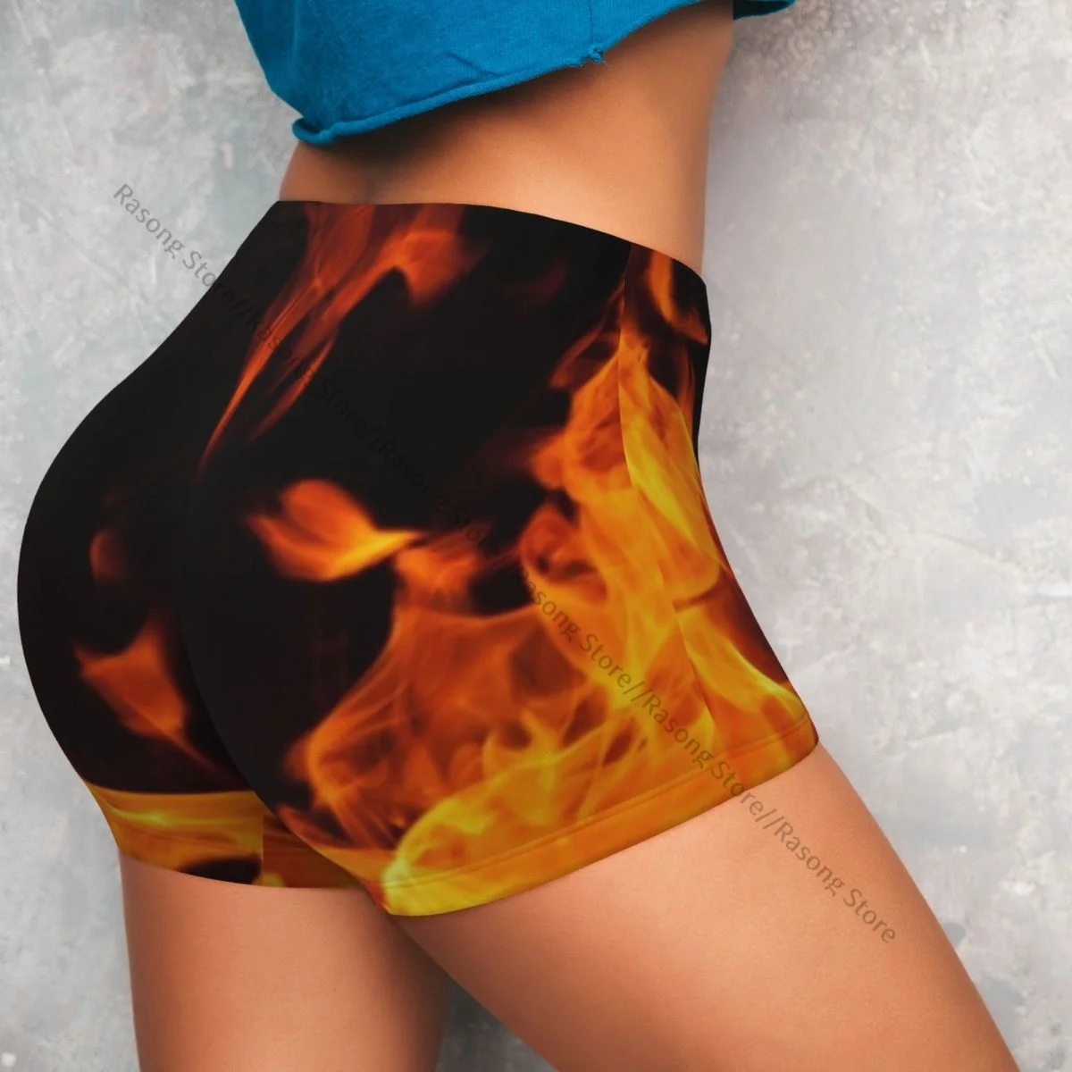 Push-Up Kurze Elastizität Scrunch Butt Tanne Hintergrund Laufshorts Sport Shorts Damen Kleidung Gym