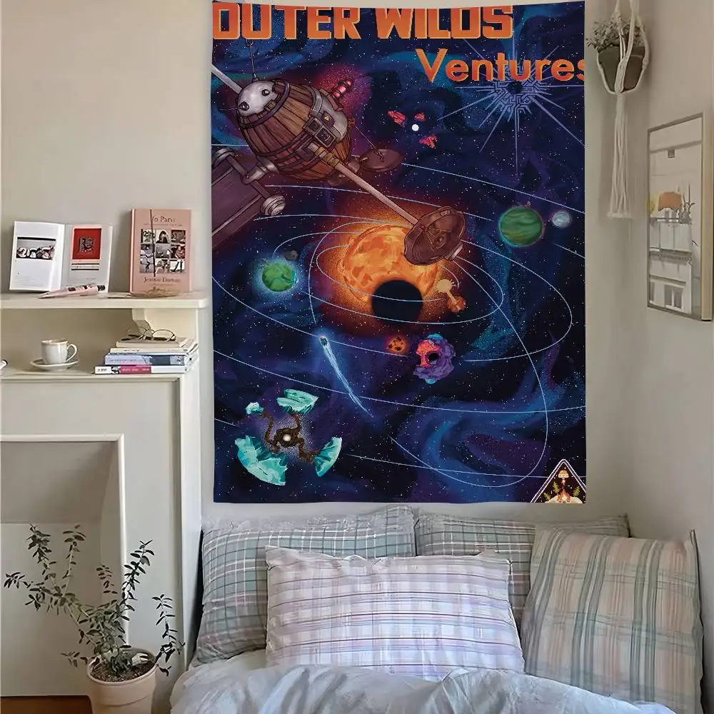 Game O-Outer Wilds Tapestry Bedroom Living Home Decor Bar Outdoor Festival Wall Hanging Decoration Background Art Banner