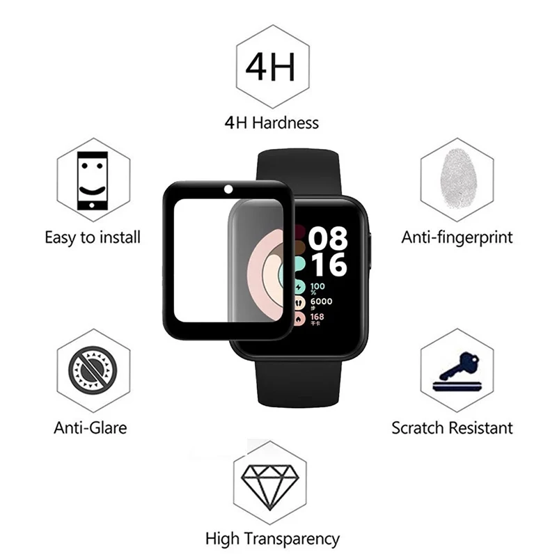 Cristal templado suave para Xiaomi Mi Watch Lite 2019, Protector de pantalla completo a Color para Redmi Watch 2 3 Lite Active (no de vidrio)