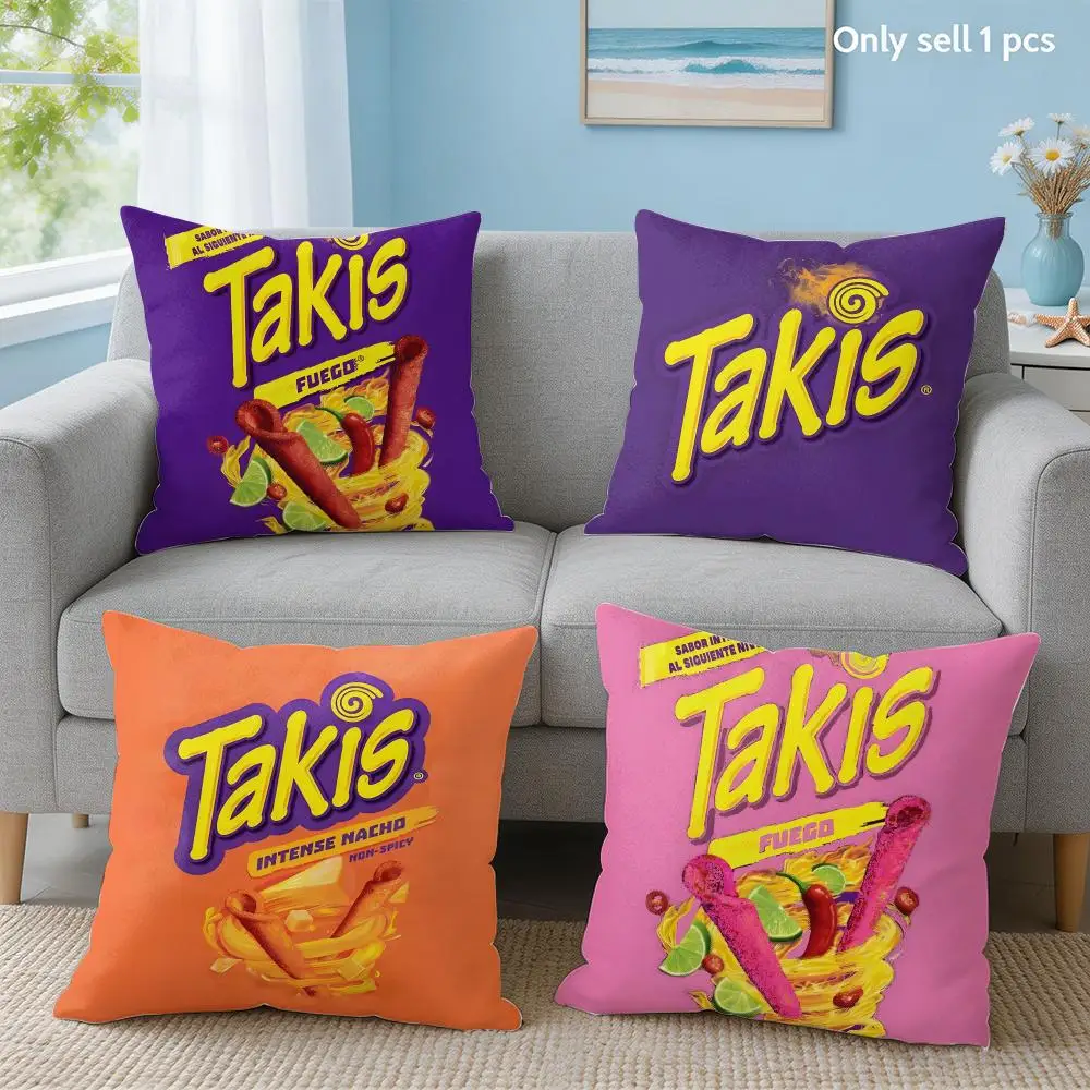 Mexican Logo T-Takis C-Chips Cushion Cover Soft Short Plush Throw Pillow Cover Hidden Zipper Cutecore Sofa Bedroom Home Decor