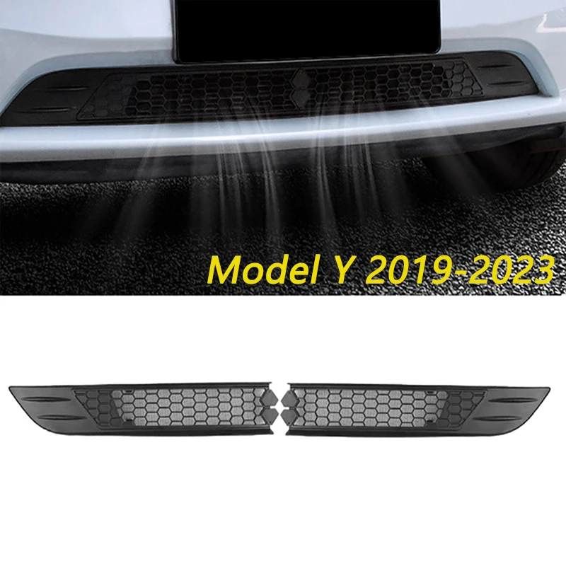 

2pcs Matte Car Lower Bumper For Tesla Model Y 2019-2023 Anti Insect Net Dust Proof Front Air Inlet Vent Grille Protective Cover