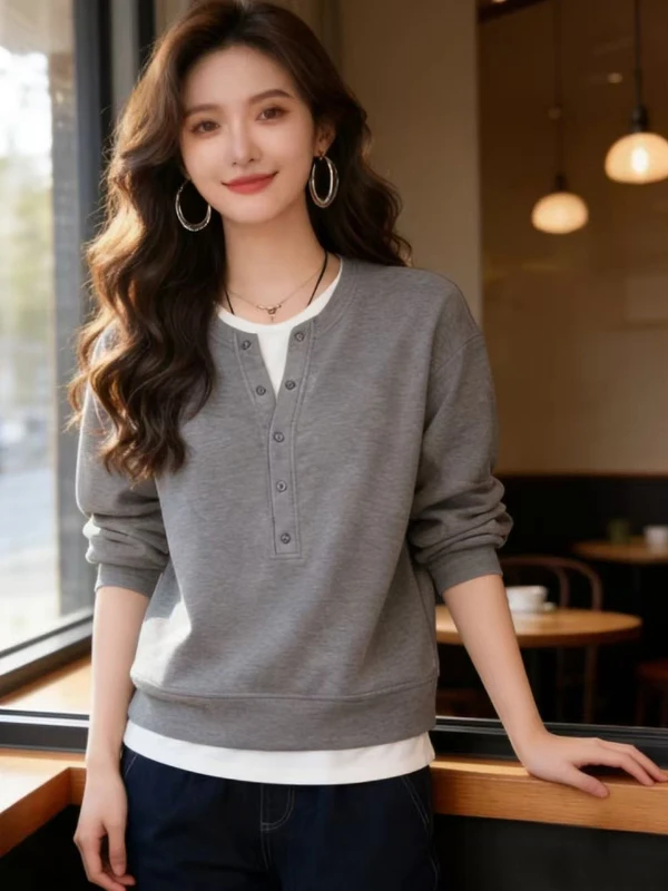 

Женская толстовка Slimming Effectiven Color Blo Long Sve Crew Ne, больших размеров, модная, весенняя, новая, европейский стиль