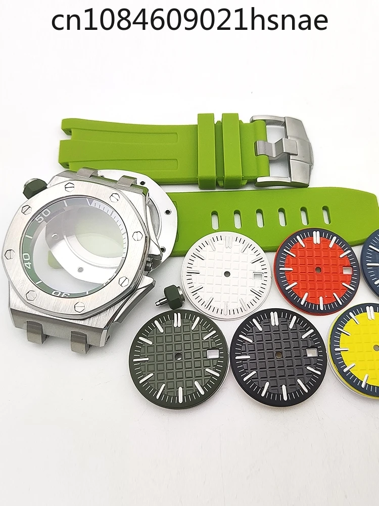 Watch Accessories Army Green 42MM Case Kit Sapphire Fits NH35 Movement