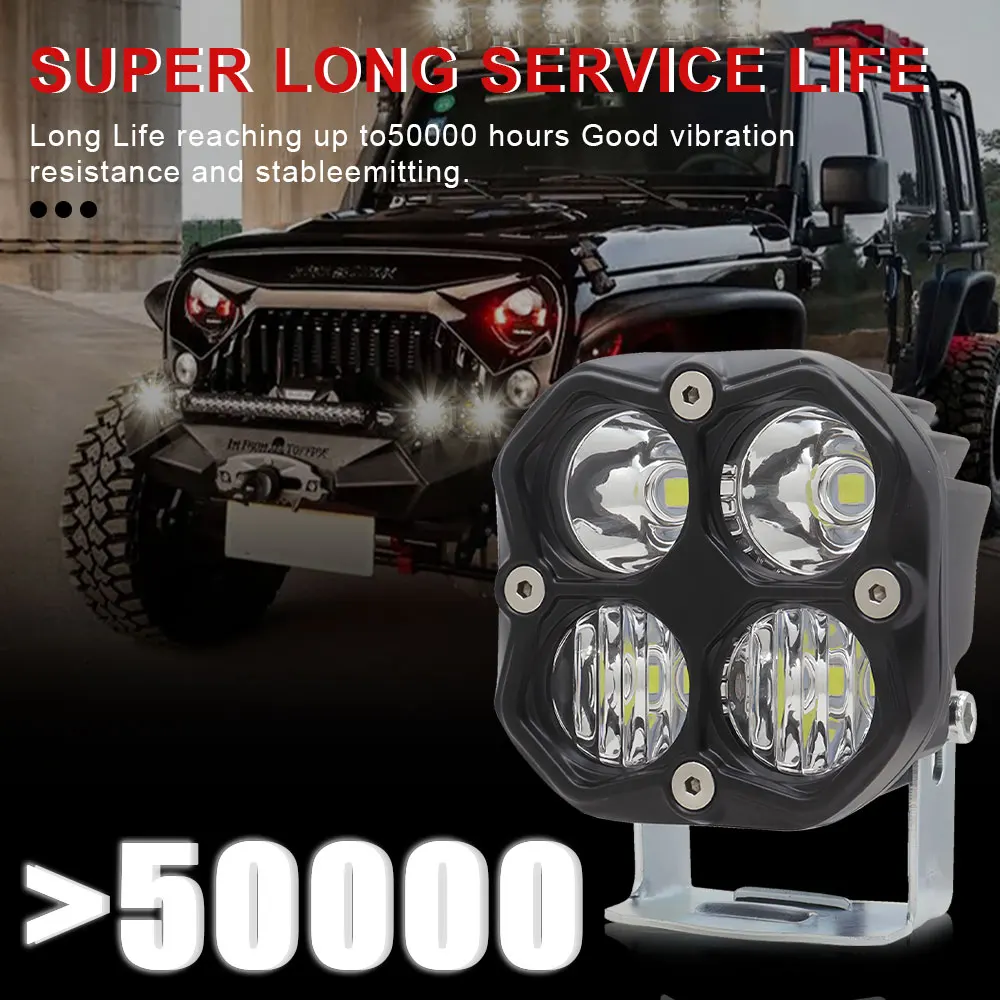 3 Zoll 40W LED-Arbeitsscheinwerfer Quadratischer Spotlight Flutlichtstrahler Motorrad-Fahrlichter für 4x4 Offroad-Einsatz Traktoren LKW Auto Nebelscheinwerfer – Detail 10