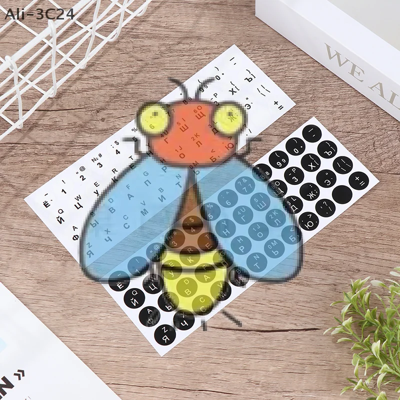 1PC Russian Smooth round Keyboard Sticker 2 Colors Language Protective Film Layout for PC Laptop Accessories