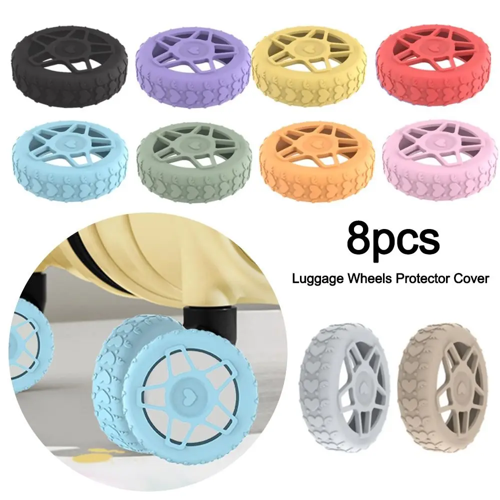 8Pcs Silicone Luggage Wheels Protector Cover Reduce Noise Anti-slip Luggage Caster Shoes Shock Absorption Reduce Wheel Wear