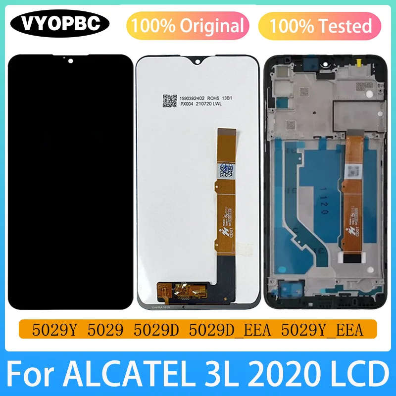 For ALCATEL 3L 2020 Original LCD Display With Frame Panel Digitizer Assembly Repair Replacement Parts 5029Y 5029D 5029 Screen