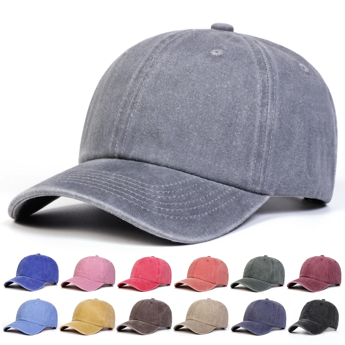 Unisex Light Washed Solid Color Baseball Caps Spring Autumn Outdoor Adjustable Casual Hats Dad Hat Sunscreen Hat