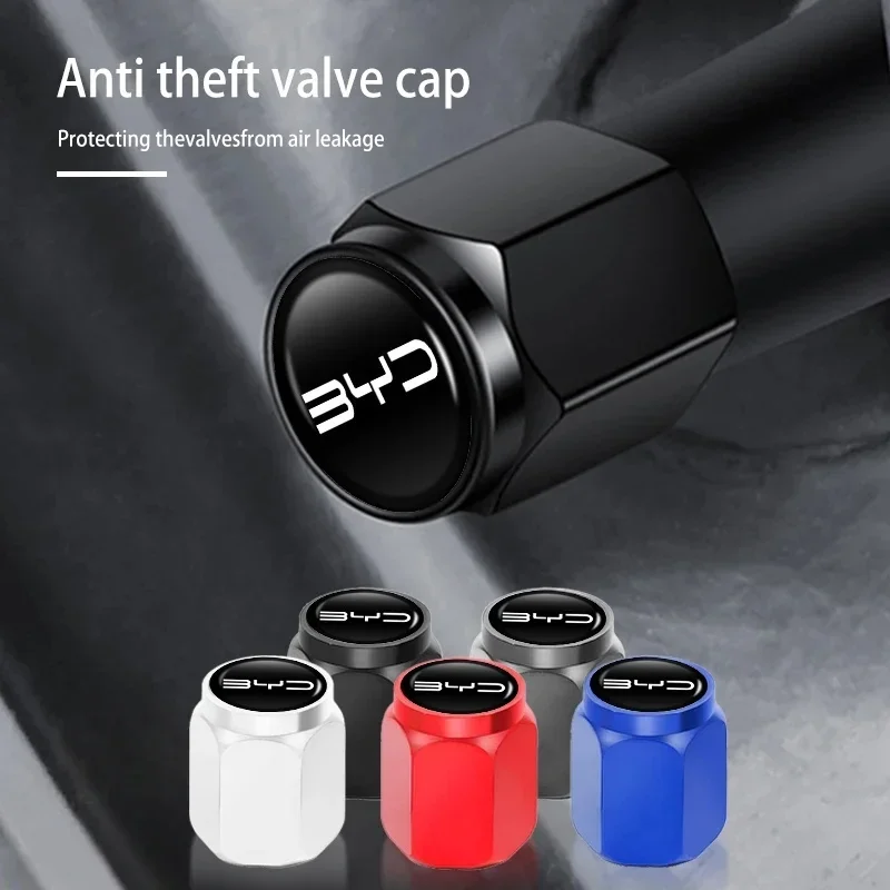 5Pcs Heavy Duty Metal Wheel Air Caps For BYD Dolphin Seal U Frigate 07 Yuan Plus Seal Tire Stem Dustproof Cover Trim