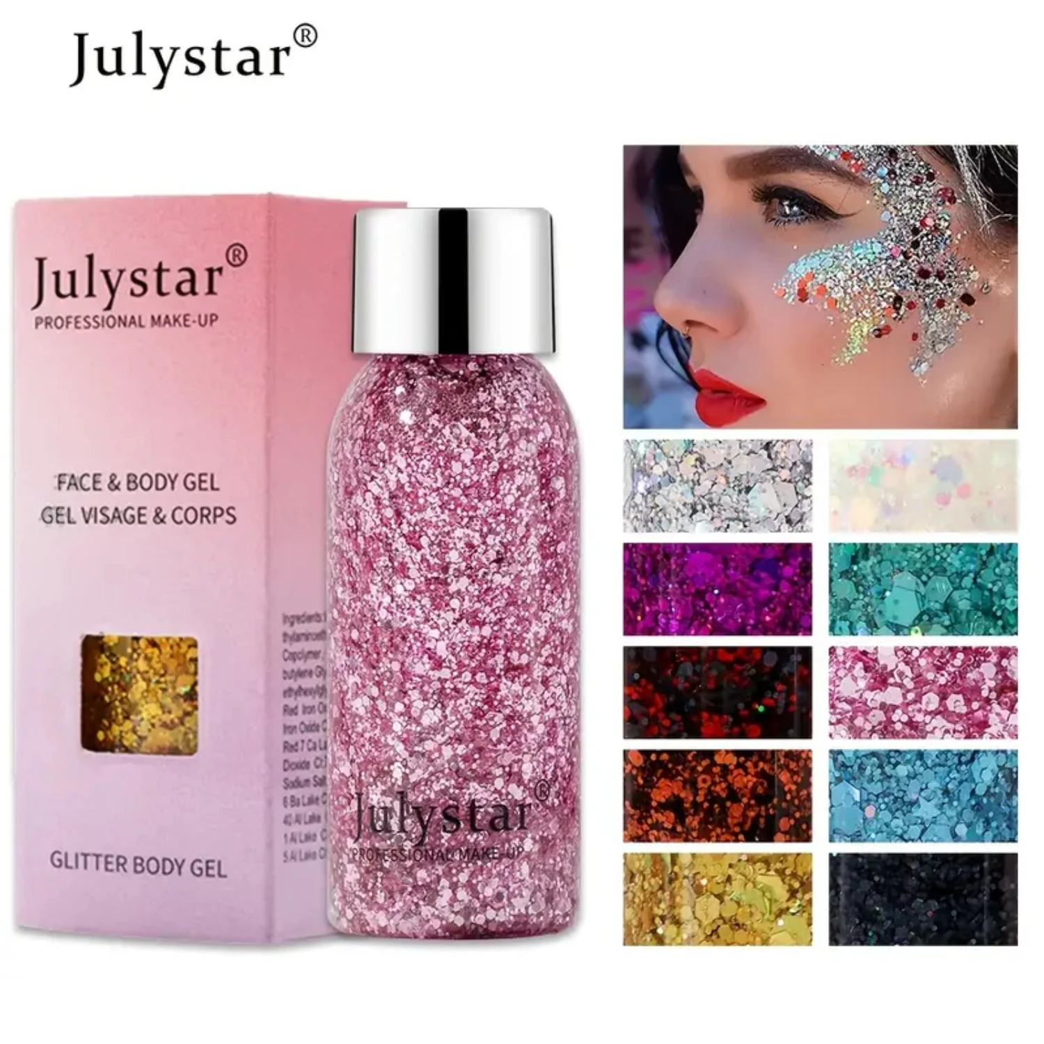 Glitter per il corpo olografico a 10 colori, glitter a lunga durata Shimmer Chunky Paillettes Glitter per corpo, viso, trucco per capelli