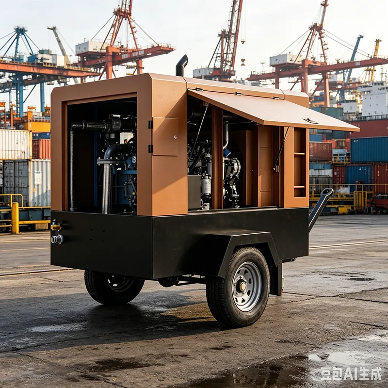 Slope Work Adapt Diesel Towable Screw Air Compressor for Mountain Mining Road Excavation Sandblasting