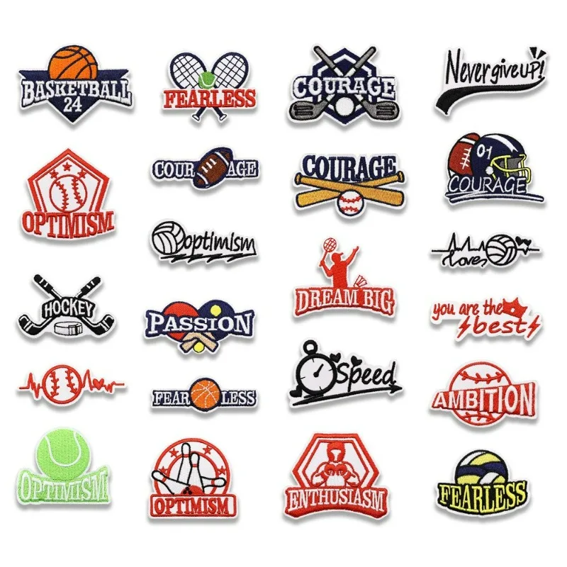 Deportes béisbol tenis fútbol baloncesto hierro cosido bordado insignia parche DIY camiseta sombrero mochila ropa apliques pegatina