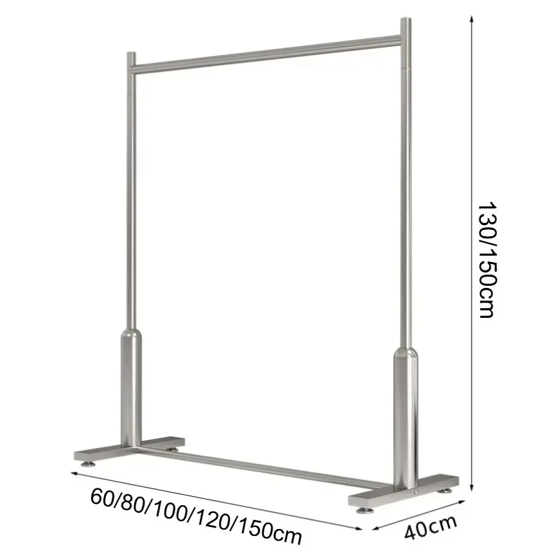 Luxury Stainless Steel Garment Rack 130cm 150cm Display Shelf Anti Slip Stable Feet For Clothing Store Retail And Home Use