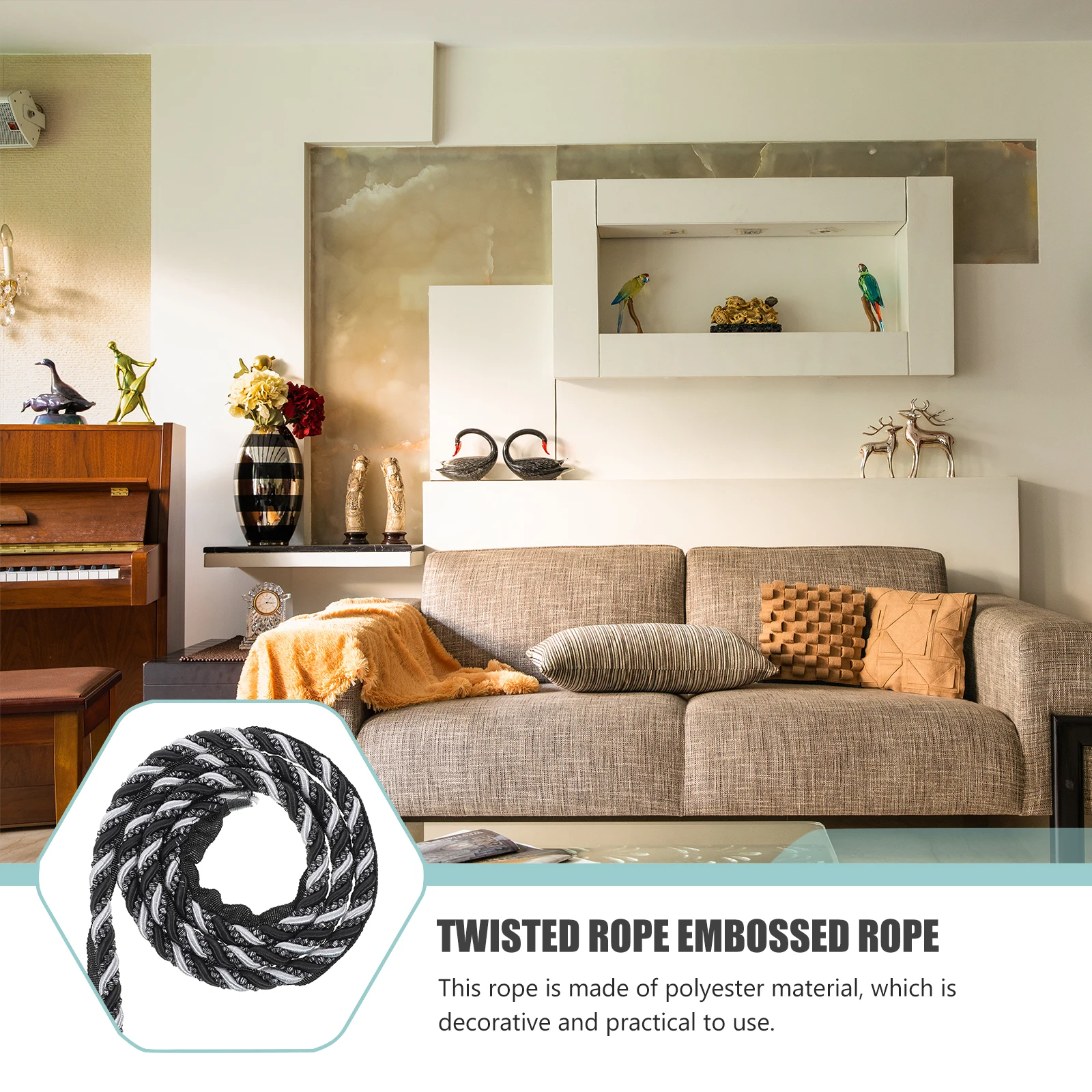 

Polyester Decorative for Sofa Pillow Repair Twisted Trim Cord Long DIY Knitting Diy Rope Supply Macrame Projects