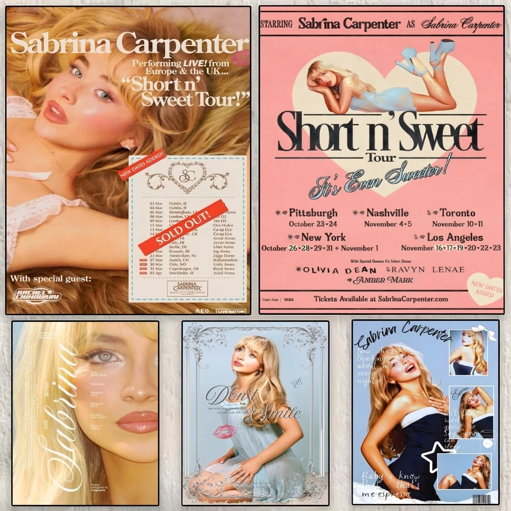 Singer Sabrina Carpenter Portrait Poster Perfect Sticker Self Adhesive Wall Art Designed for Home Office Dining Spaces