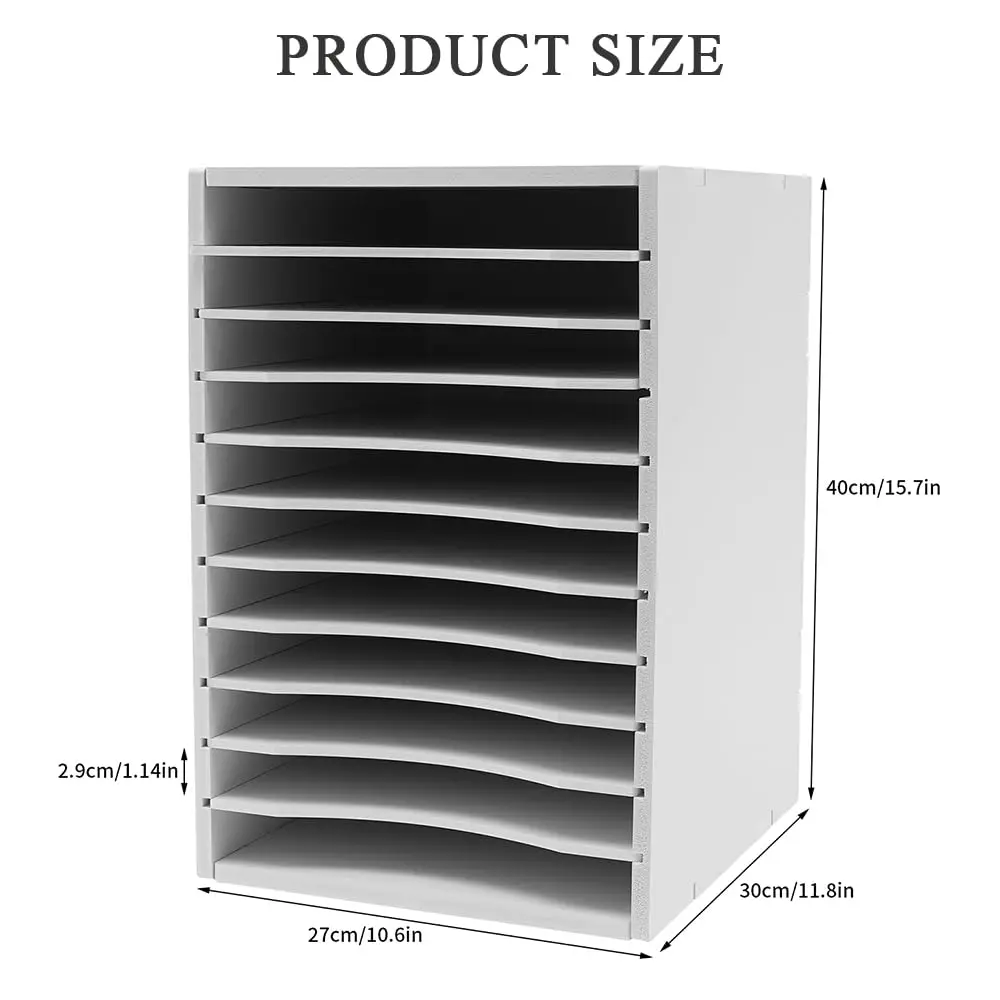 Vertical Desktop Sorter, 11 Slots Wooden Mail Organizer, Paper Sorter Organizer with 11 Slots Adjustable, Construction Paper Sto
