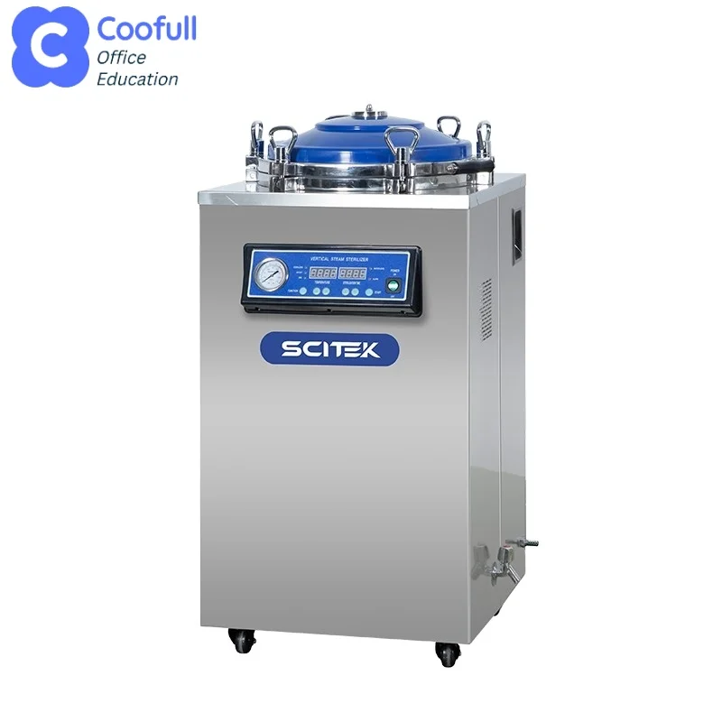 COOFULL Vertical Pressure Steam Sterillzer Microcomputer Automatic Control Stainless Steel Digital Display Touch Button for Lab