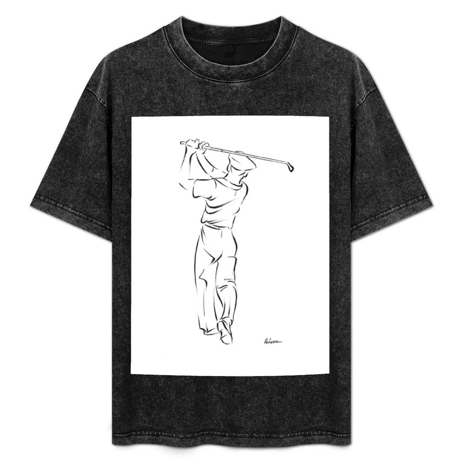 Ben Hogan~sumi-e ink line drawing of the legendary golf master T-Shirt anime tshirt Aesthetic clothing mens tall t shirts