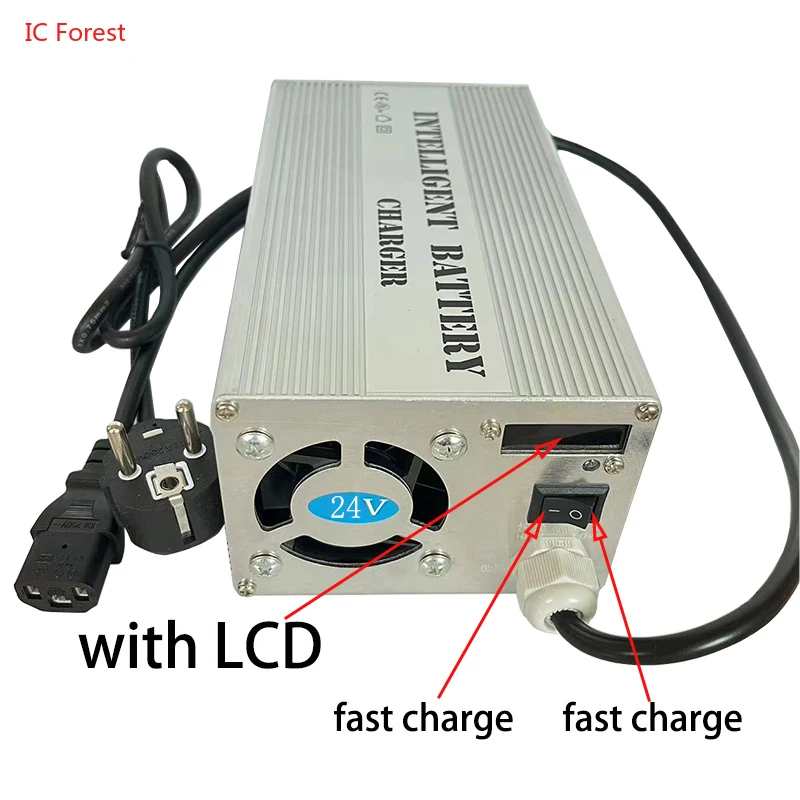 24V 20A 30A 7S 29.4V Li-ion 8S 29.2V Lifepo4 Charger Forklift Tricycle Truck Lead-acid Battery Charger LCD Car Battery Charger