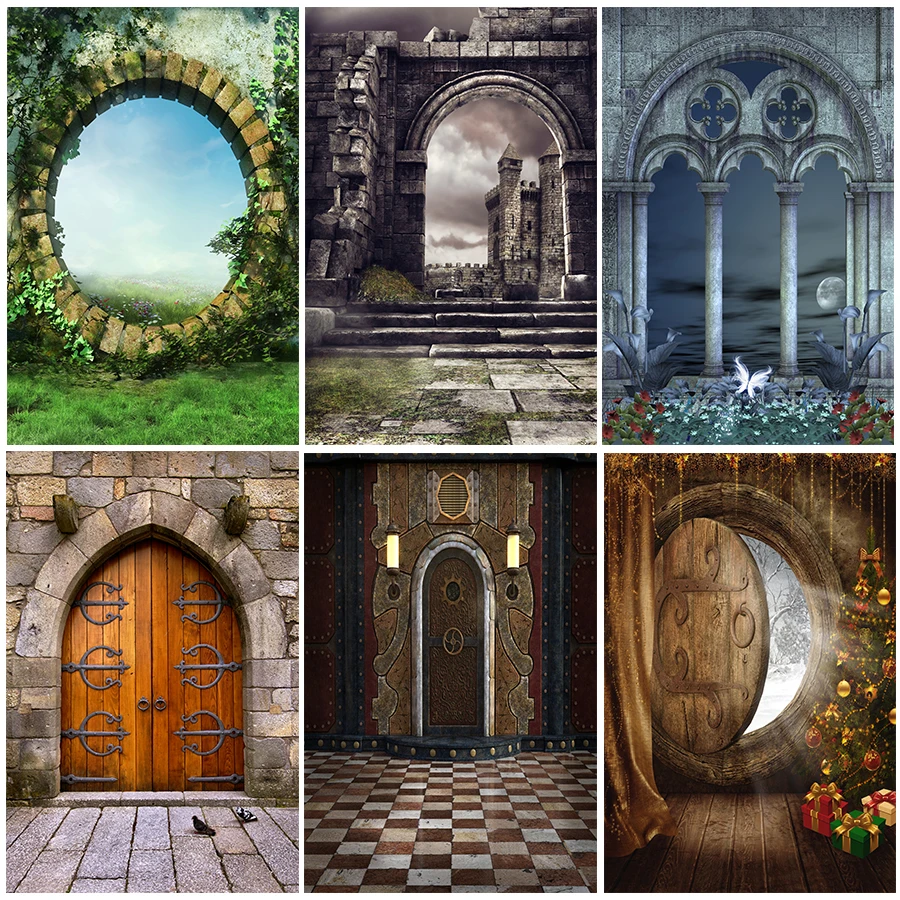 Halloween Photographi Backdrop Fantasy Magic Gothic Style Door Vinyl Photography Backgrounds for Children Photocall Photo Studio