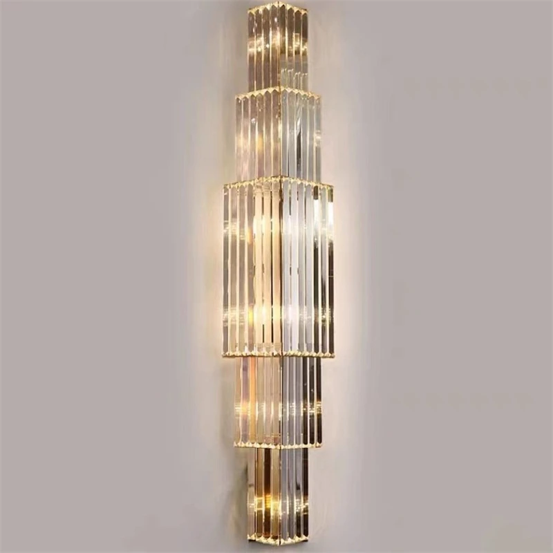 

Modern Crystal Wall Sconces Gold Wall Light Fixtures Luxury Indoor Wall Lamp Clear Crystal Vanity Wall Lighting for Living Room