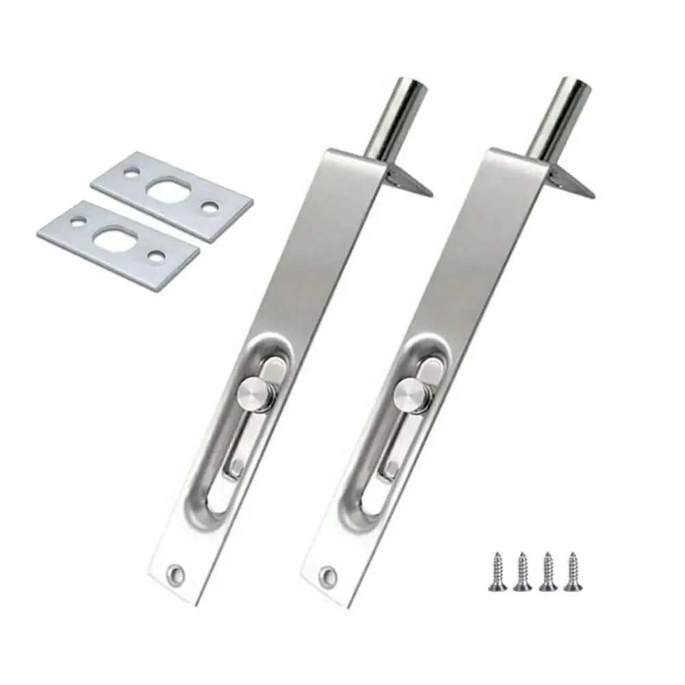 2 Set Stainless Steel Pins Door Flush Bolt 4 Inch High Quality Safety Bolt Latch For Home Room Doors Brand New