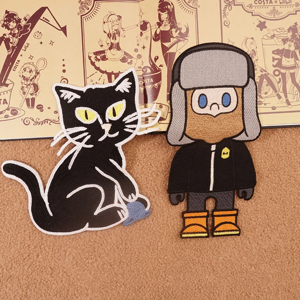 

Cartoon Kitten Embroidery Patch Cloth Clothing Bag Patches Down Jacket Repairs Decorative Embroidered Stickers Sewing Appliques
