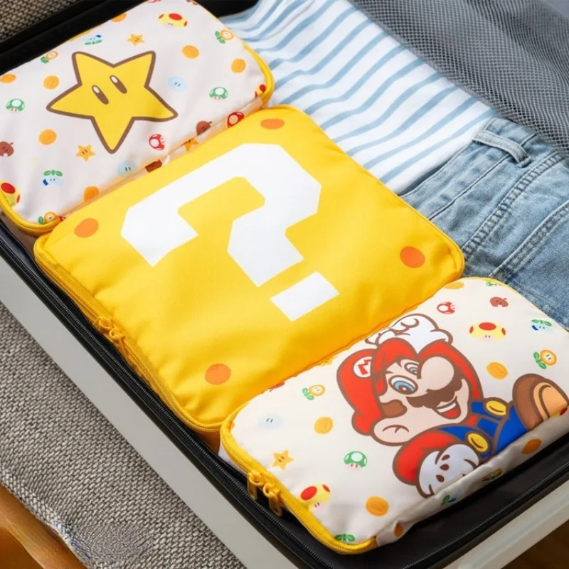 3 pezzi Super Mario Bros Borsa da viaggio Anime Bagagli di grande capacità Abbigliamento Borsa portaoggetti per biancheria intima Borsa per