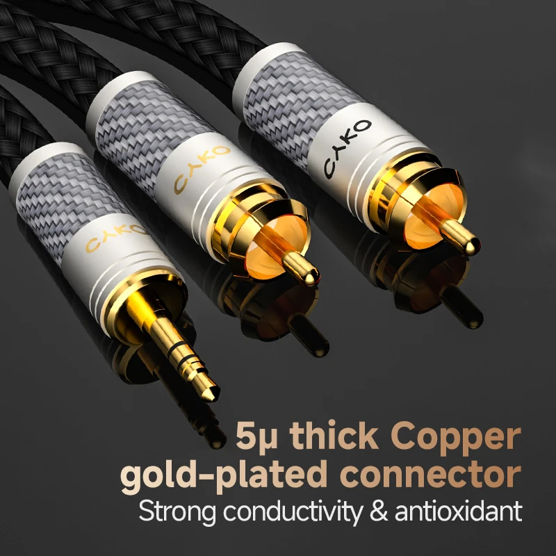 CYKO HIFI 3.5 مللي متر إلى 2RCA كابل الصوت مطلي بالفضة 7N OCC النحاس مطلية بالذهب التوصيل 3.5 مللي متر جاك لمكبرات الصوت فك التشفير