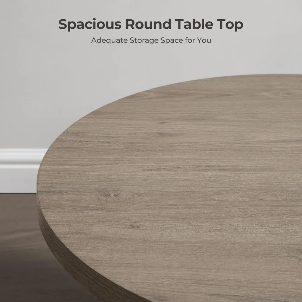 Round Coffee Table for Living Room, Modern Fluted Circle Center Coffee Table with Storage, 32 Accent Tea Dining Table