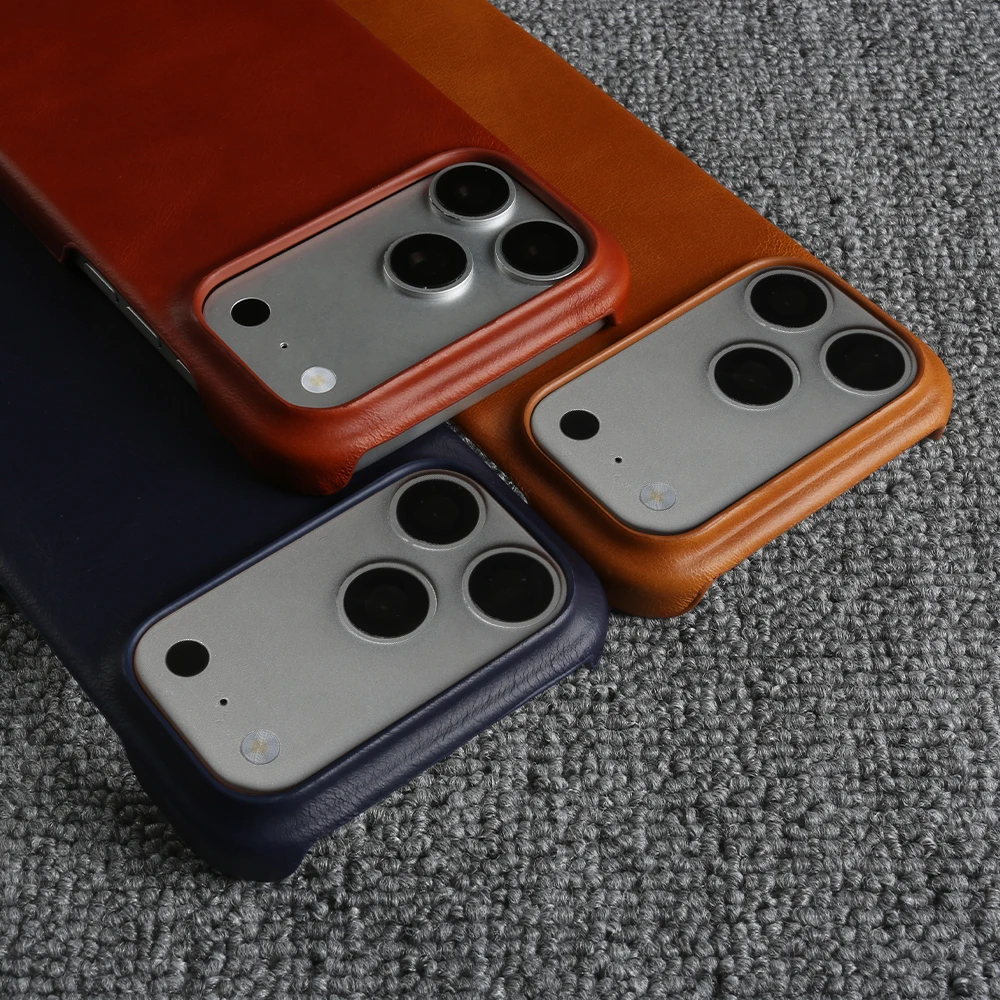 For Magsafe Genuine Leather Phone Case for iPhone Air 16 15 17 Pro Max 17e 16e 14 Plus 13 Mini 12 11 Magnetic Back Cover Coque view 2