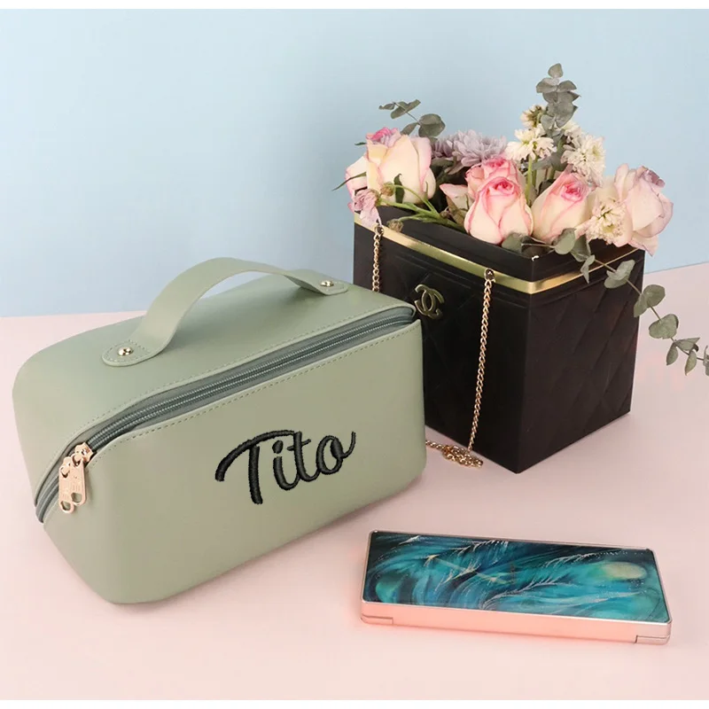 

Personalized PU Makeup Bag Portable Makeup Box Women's Handheld Toilet Storage Bag Bridesmaid Hand Gift Birthday Gift