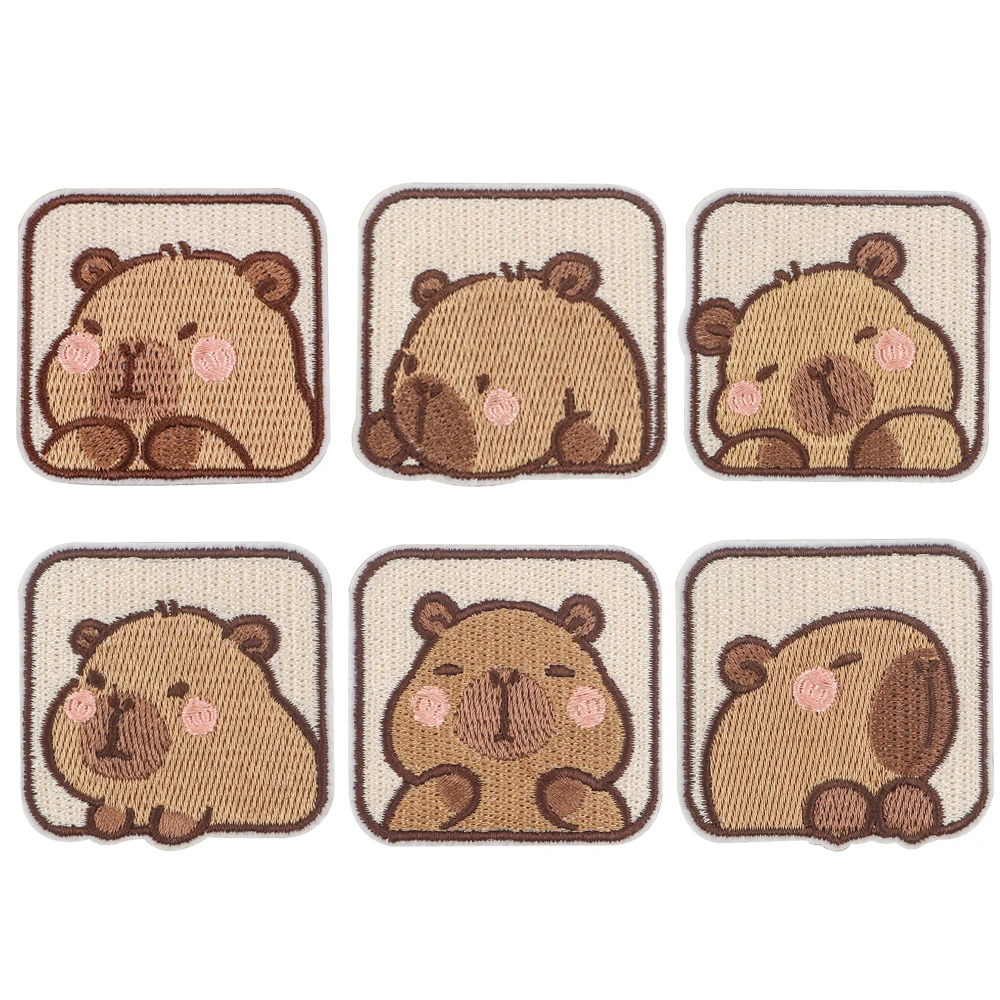 

1 Set Cartoon Capybara Embroidered Men Women Badge Patch Applique Sewing Tool Clothes Iron On Patches Accessories Kids Gifts