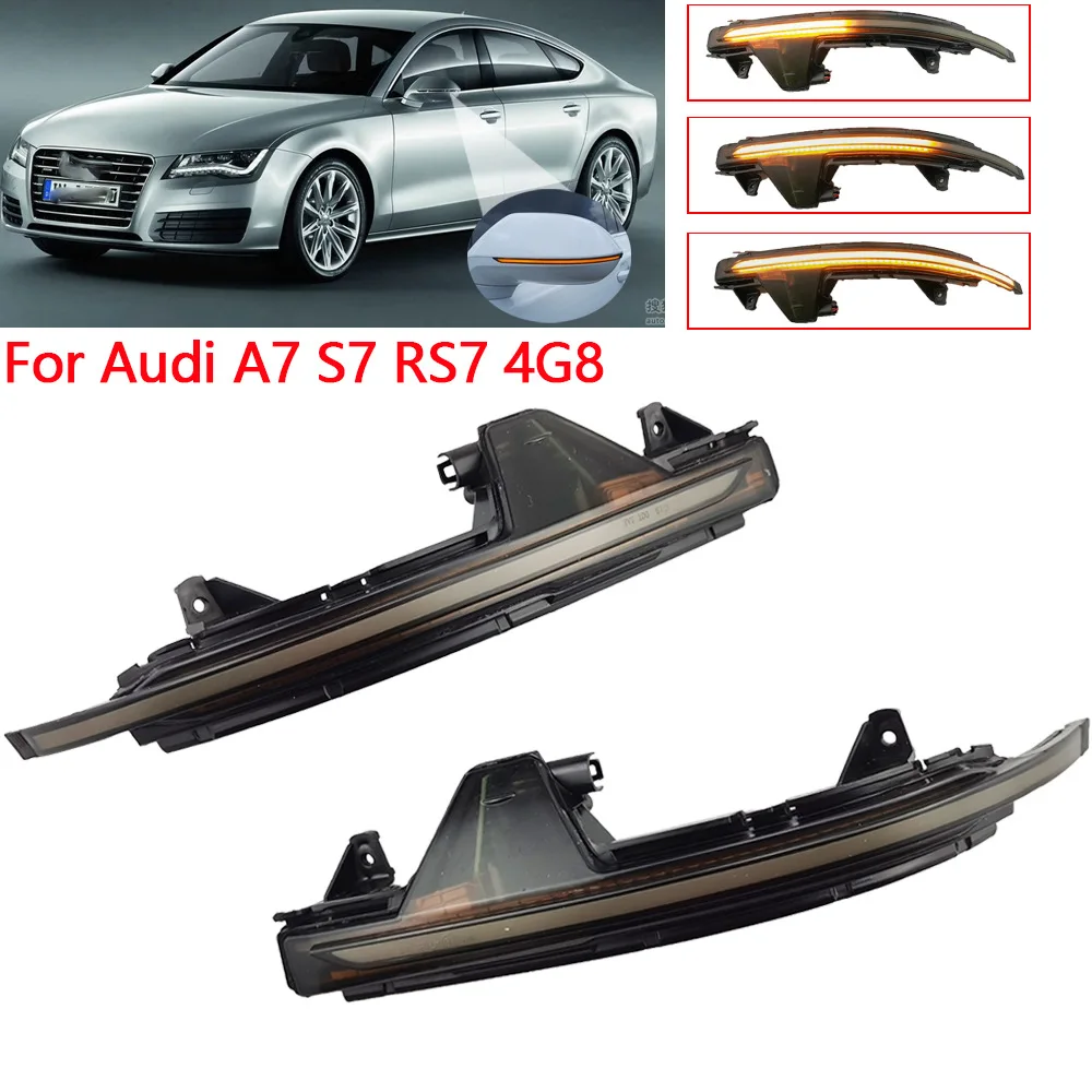 

2pcs For Audi 10-17 A7 S7 RS7 Modified LED Rearview Mirror Turn Signals