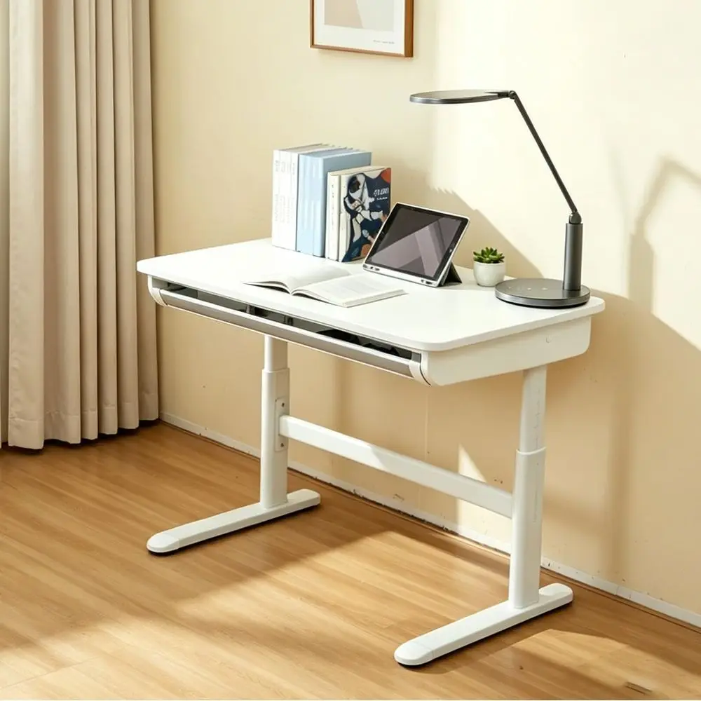 

Height-Adjustable Wooden Kids Study Desk for Ages 3-12, Ideal for Art and Computer Use in Bedroom or Study Room