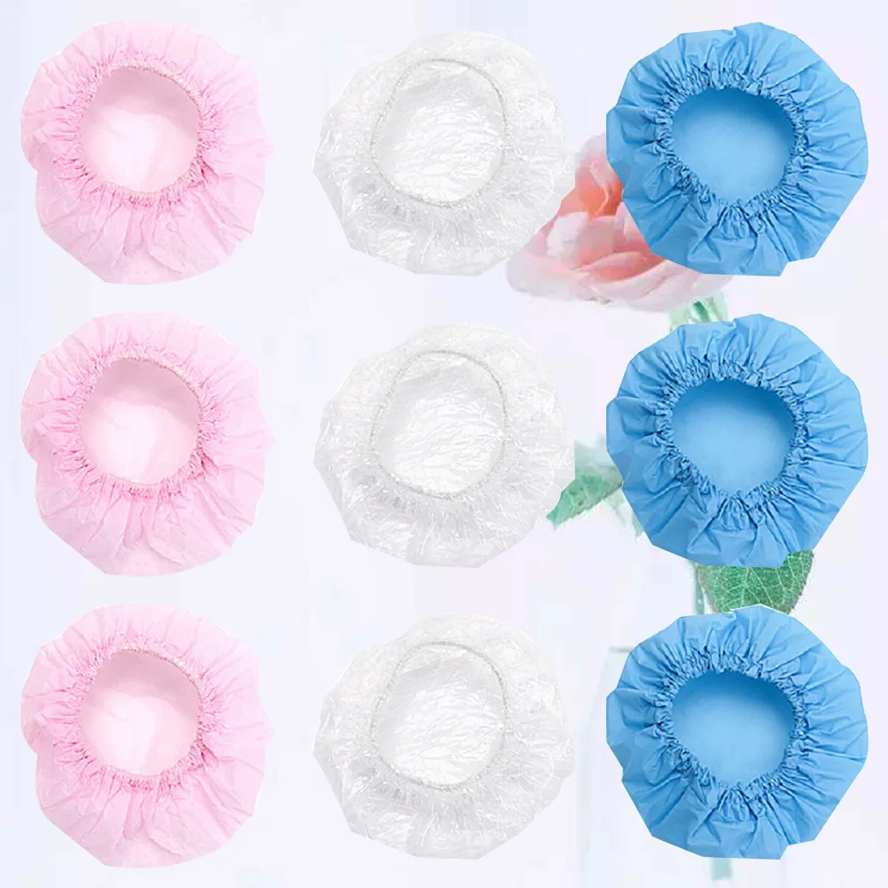 

90pcs Waterproof Cover Disposable Ear Protectors For Hair Dye Bathing Salon Use Plastic Ear Muffs Shield Caps Blue Transparent