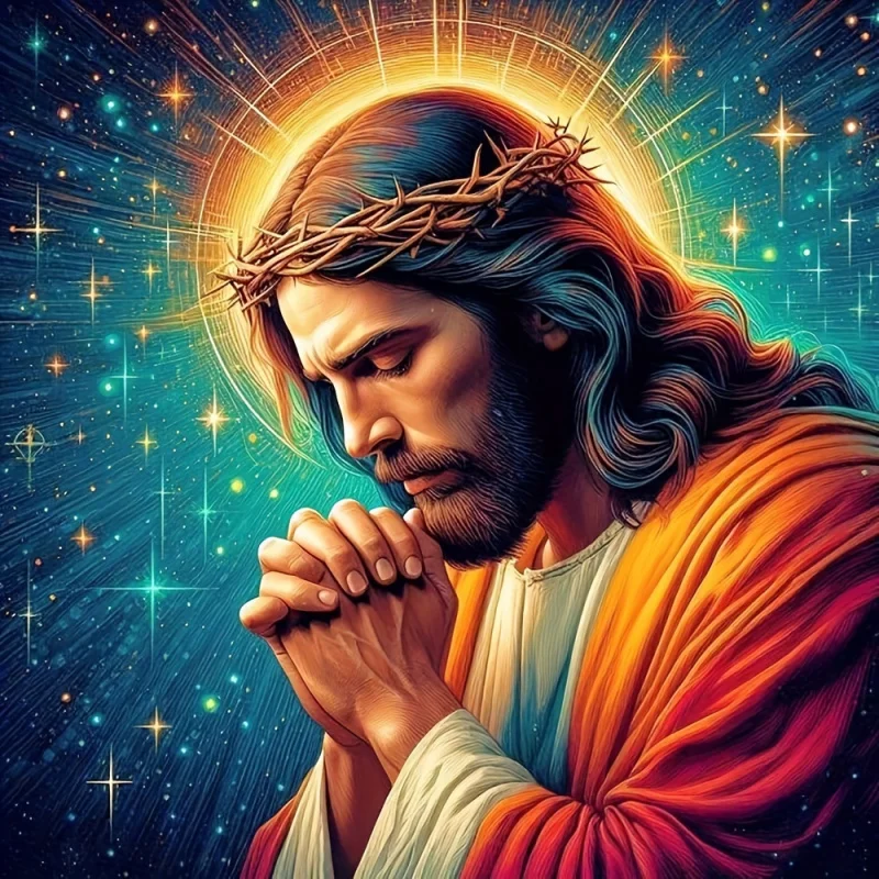 

Новое поступление 2025 года, 5D комплект алмазной живописи, Иисус, молится, картина, сделай сам, мозаика, полная круглая алмазная вышивка, креативный домашний декор, искусство