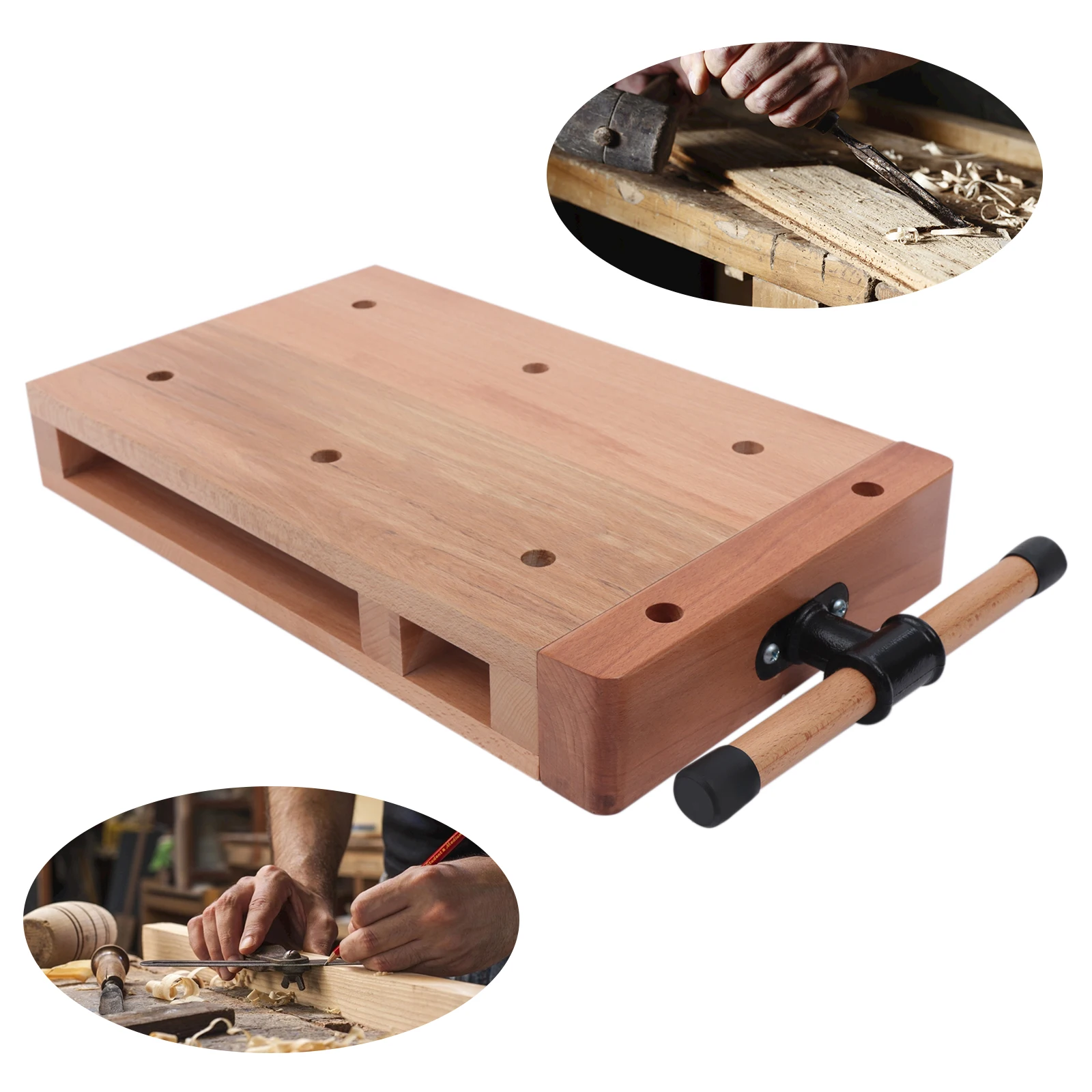 Multifunctional  Wood Vise Workbench, Solid Beech Wood wear-resistant workbench,for fixing and processing wood