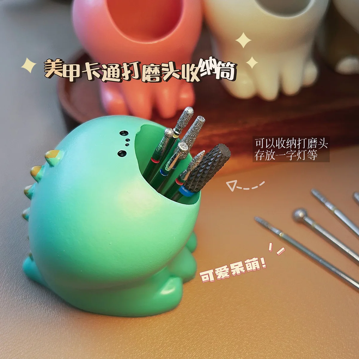 Nail Art Tools Grinding Head Storage Box Cute Cartoon Pen Washing Cup Nail Drill Bits Storage Box Manicure Tools Grinder Box