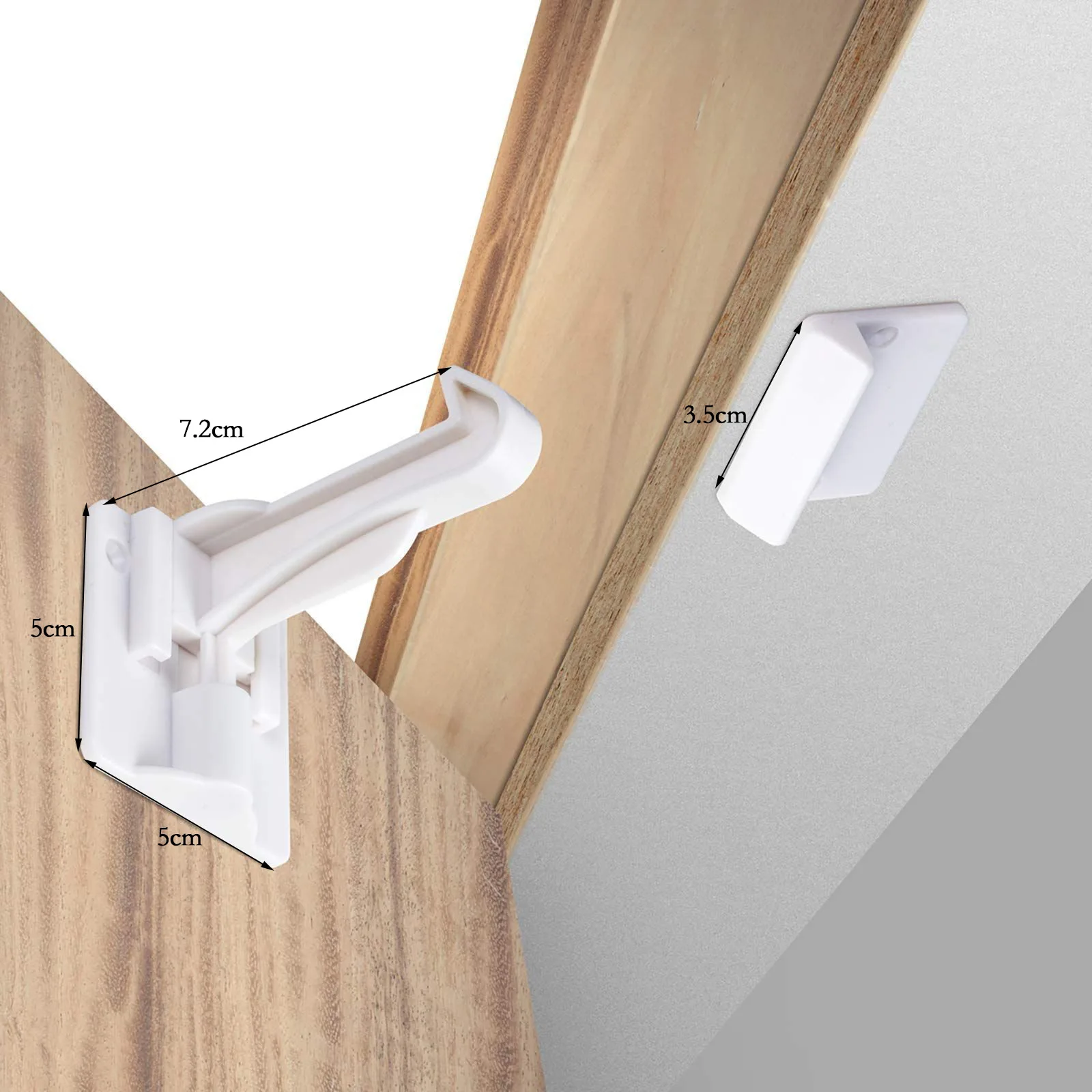 أقفال أدراج آمنة للأطفال، بلاستيك ABS متين، للخزانة والخزانة، سهلة التركيب وإطلاق ضغط الأصابع #2