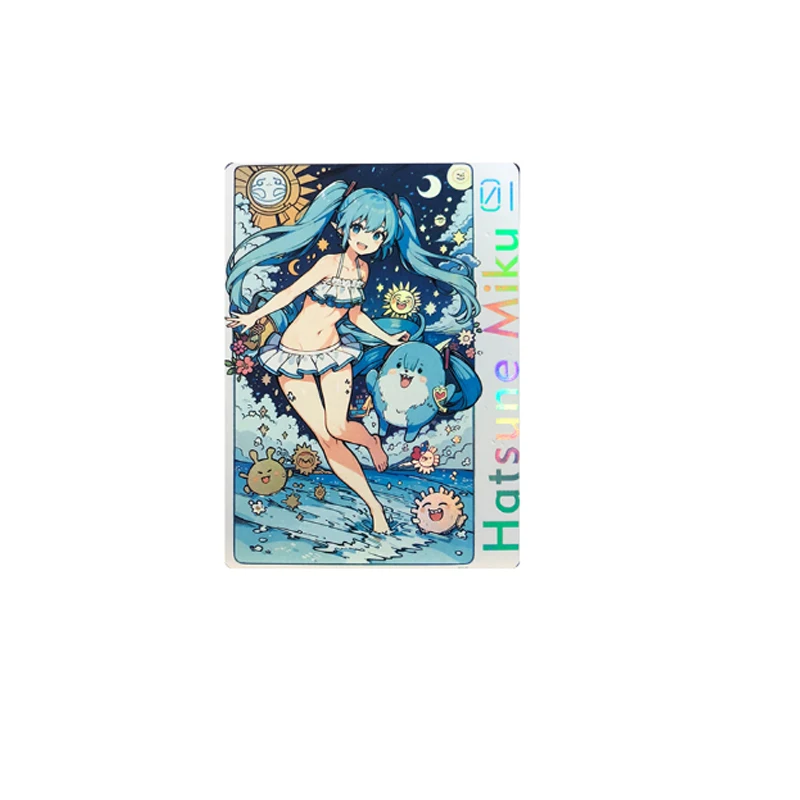 Juego de cartas de colección de personajes de Anime Hatsune Miku, tarjetas Flash de bronce caseras, regalo de cumpleaños y Navidad, 6 unidades por juego